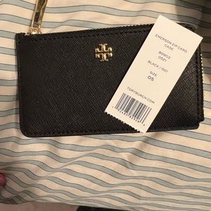 Tory Burch black Emerson Zip card case